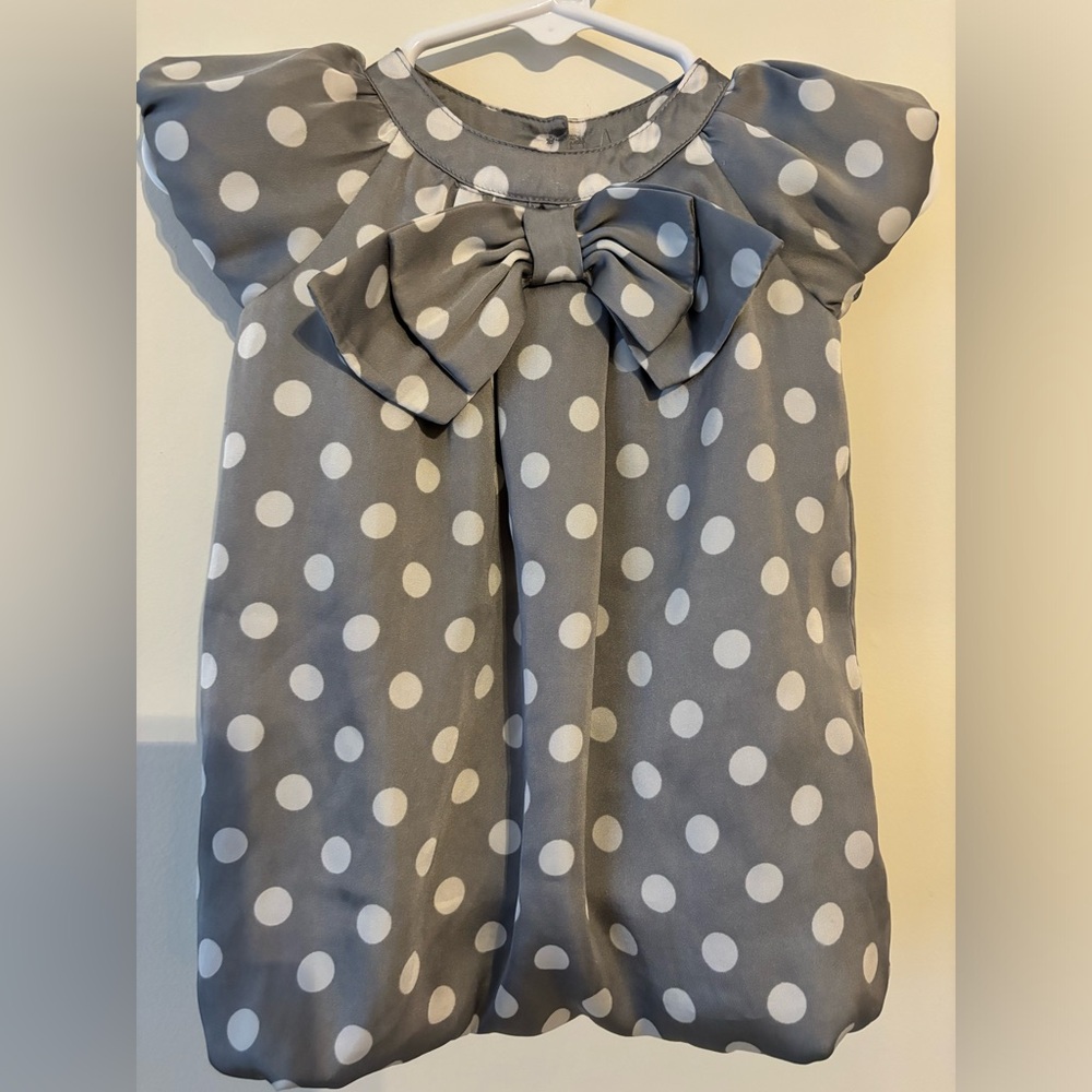 Old Navy Grey Silk polka dot dress